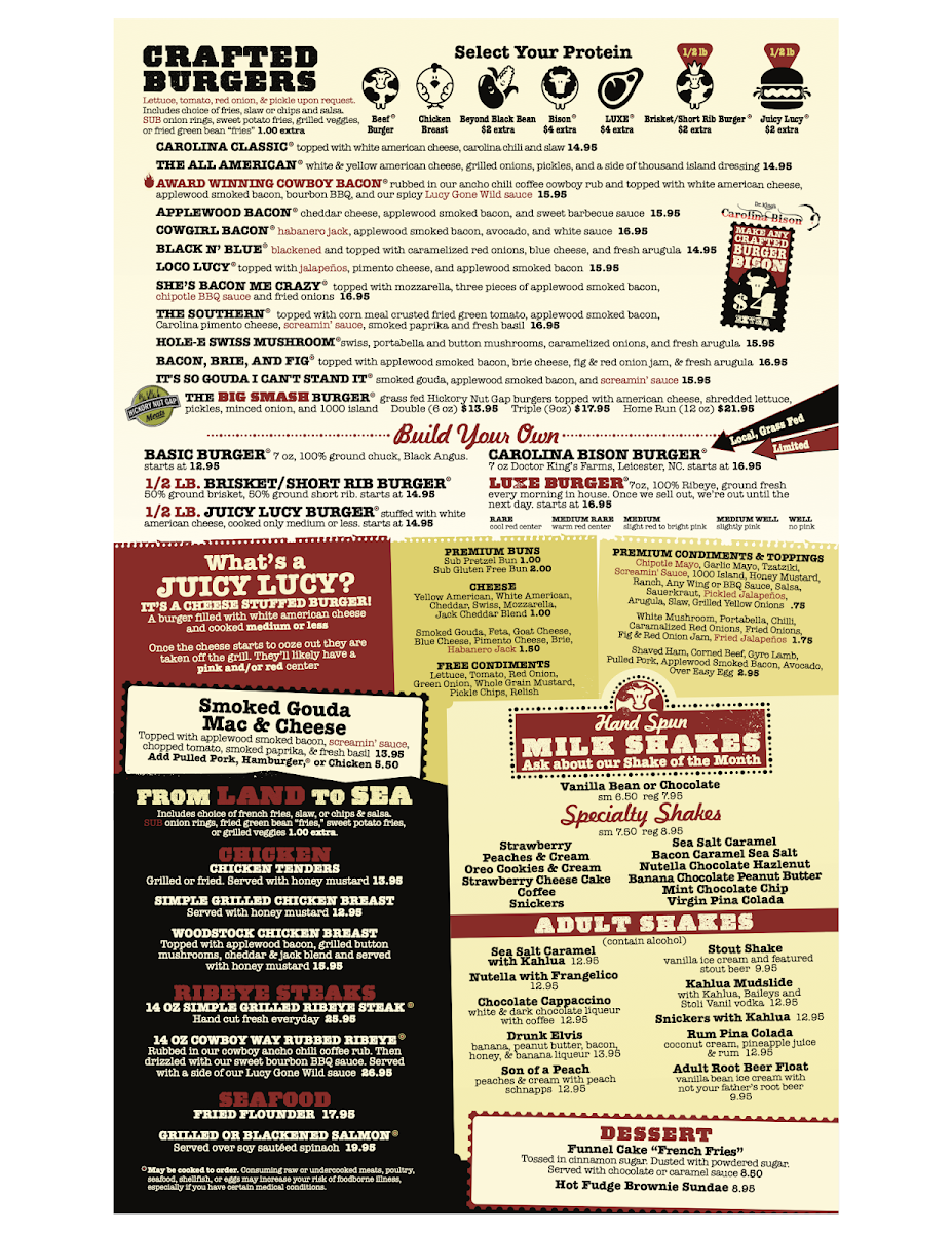 Juicy Lucy's Burger Bar and Grill Menu - Image 2