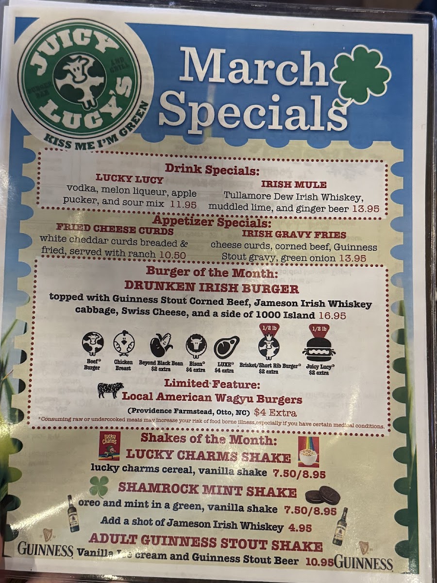 Juicy Lucy's Burger Bar and Grill Menu - Image 5